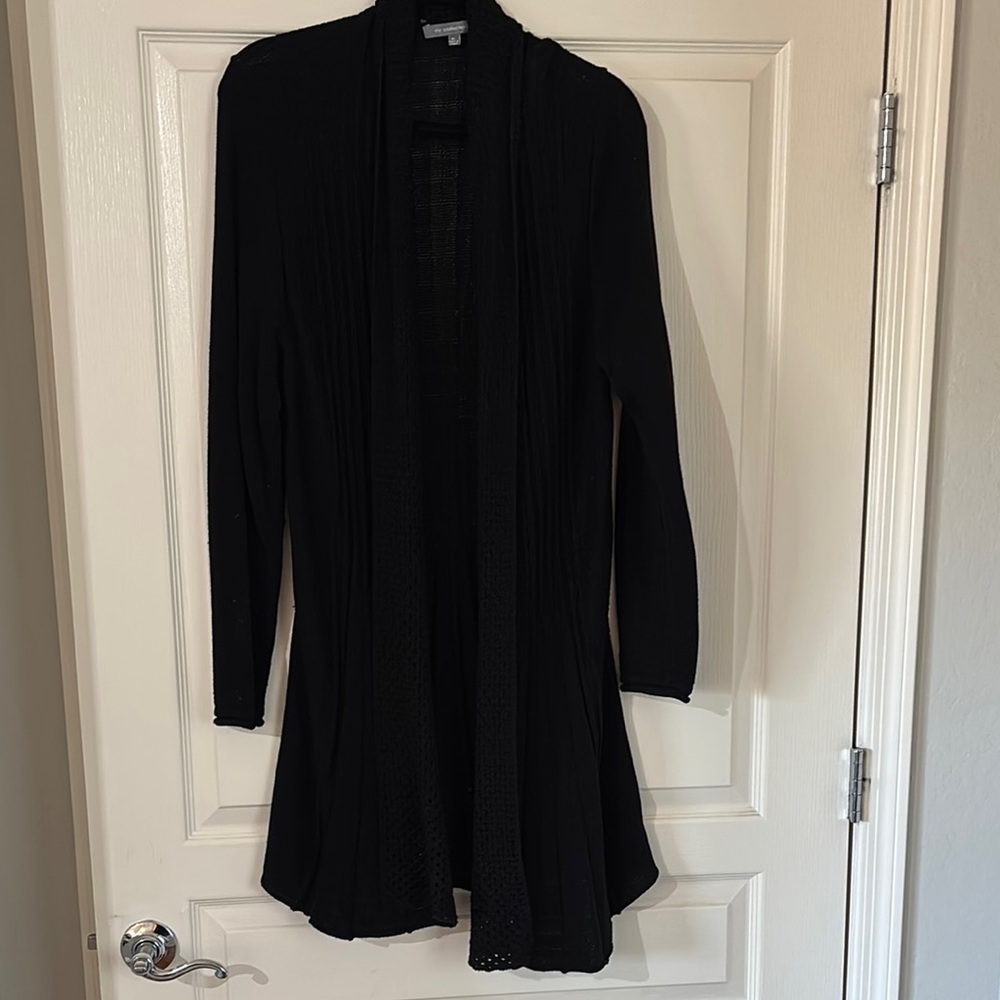 NY Collection Black Open Knit Cardigan